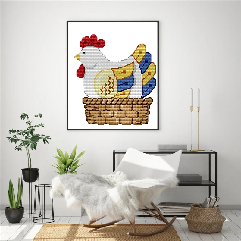 Куриные яйца для вышивки китайские наборы крестиком рассчитан Печатный холст 14CT