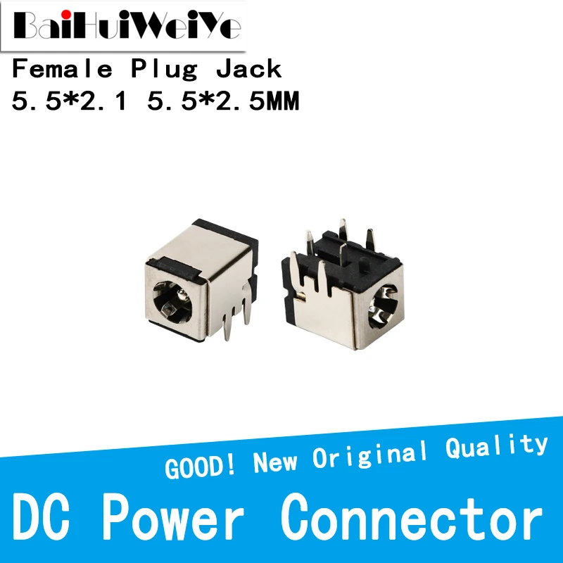 Сильноточная розетка для зарядки постоянного тока, 5 шт., DC-007B, 5,5 х 2,1 мм, 5,5 х 2,5 мм, медный кронштейн для розетки питания ноутбука DC007B, DC007