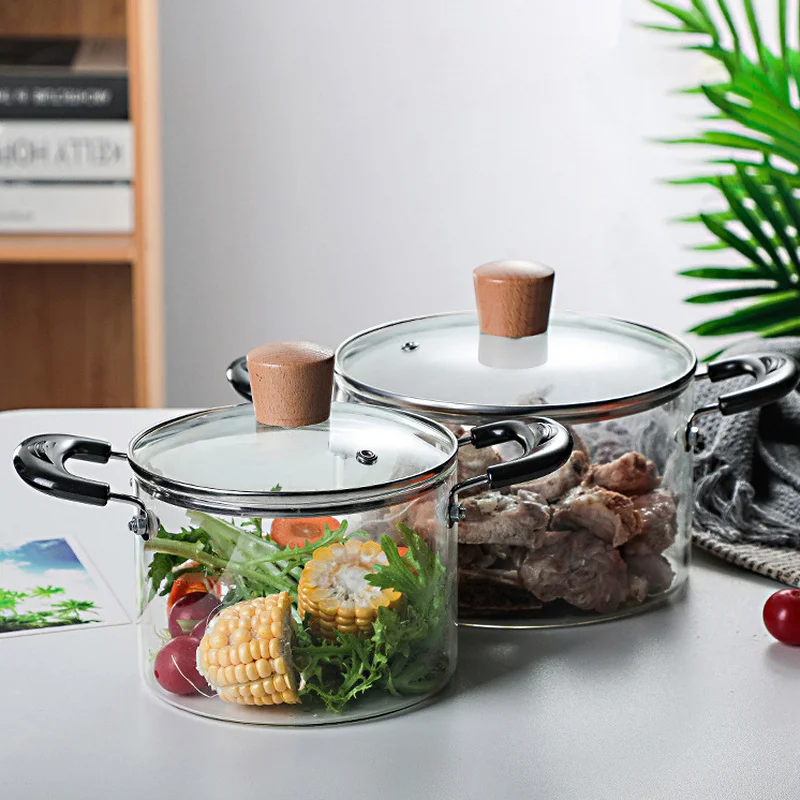 

Стеклянная кастрюля для приготовления супа, термостойкая кухонная посуда для супа, миска для лапши для салата, огнеупорная кухонная посуда