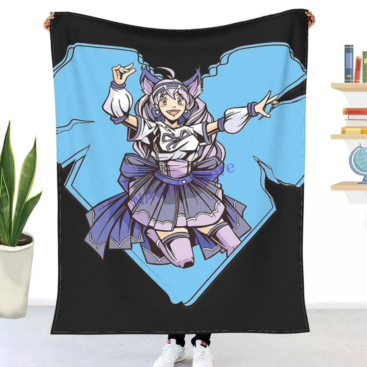 

Anime Cats Girls. Throw Blanket Sheets on the bed Blankets on the sofa Decorative lattice bedspreads Happy nap for children