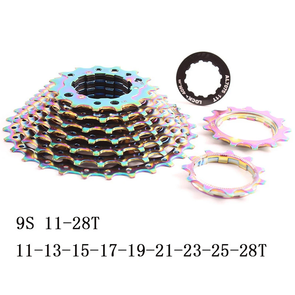 

9 Speed Rainbow Ultralight Freewheel 11-28T Road Bike Cassette Flywheel Bicycles Freewheel Upgrade Replacement