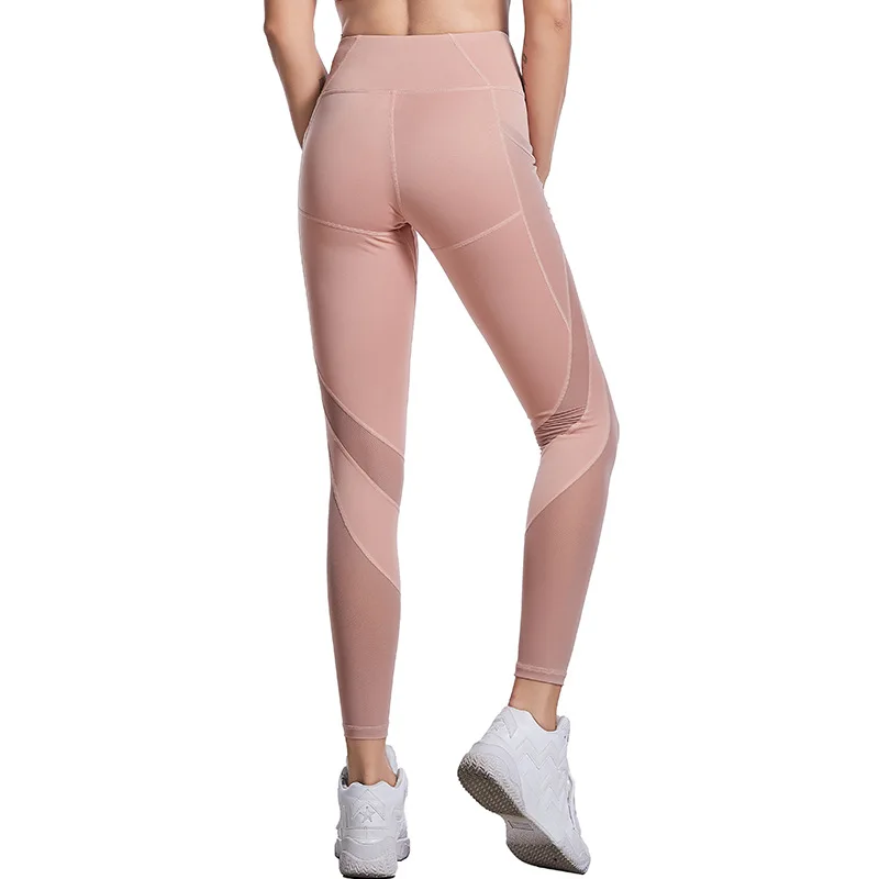 Сетчатые штаны для йоги одноцветные спортивные брюки с карманами колготки