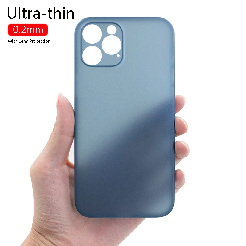 

For IPhone 12 Series Transparent Blue Lens Full Protection Case Cover 0.2mm Ultra Thin Matte Phone Case for For IPhone 12 Series