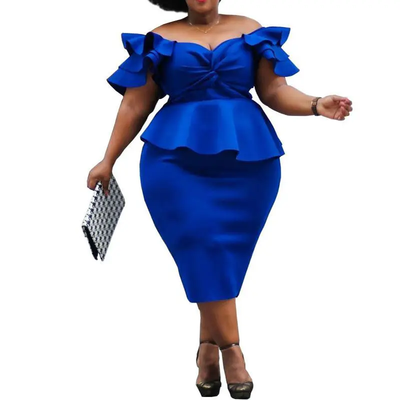 Новинка 2019 года Элегантное летнее однотонное платье из полиэстера для женщин