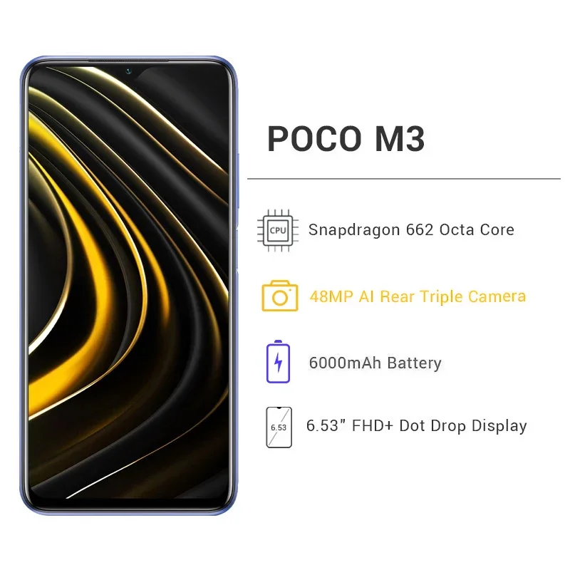 Смартфон глобальная версия POCO M3 4 ГБ 64 ГБ/128 Восьмиядерный процессор Snapdragon 662 6000