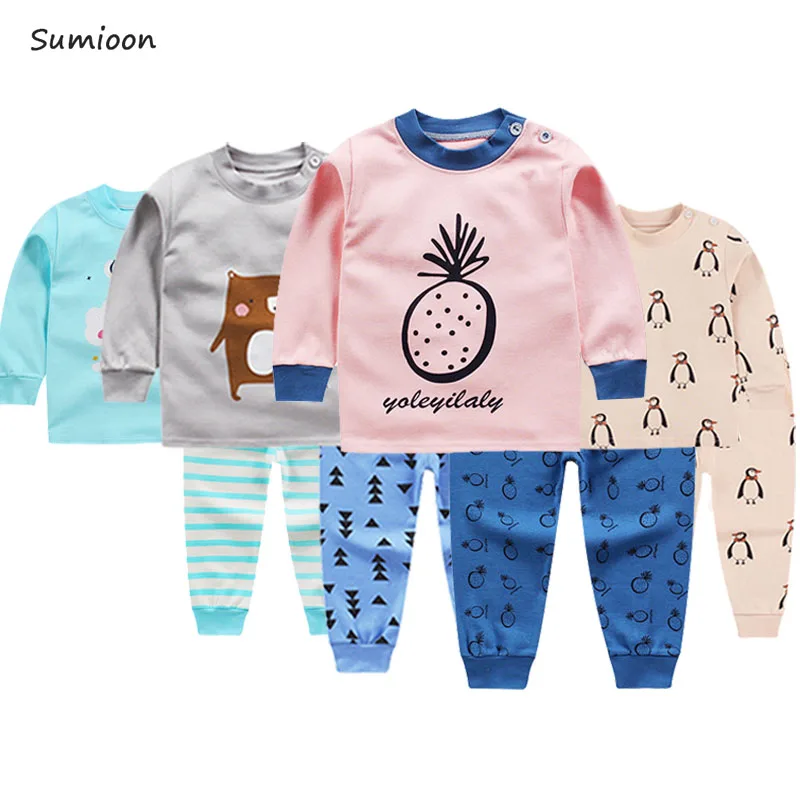 Детские пижамные комплекты для мальчиков и девочек хлопковый комплект сна