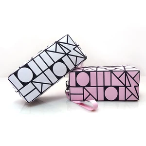 Косметичка для женщин, дамская сумочка с геометрическим узором, дорожный органайзер, детский пенал для хранения, кошелек, клатч