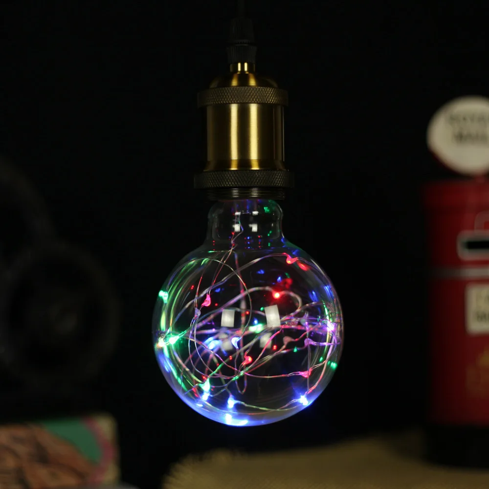 E27 Звездный Сказочный струнный красочный светильник лампа AC 220V для рождества