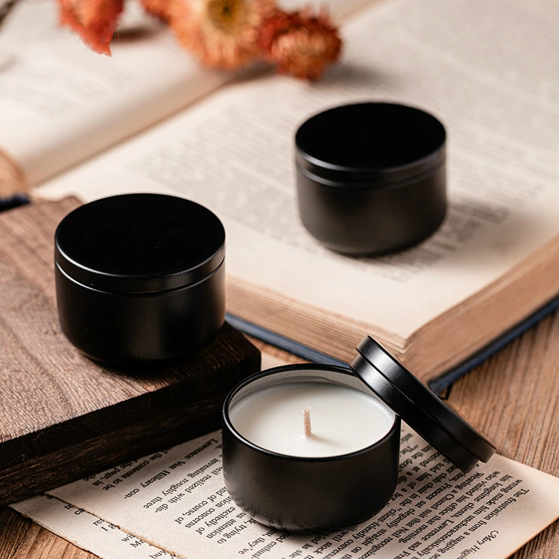 40g Soy Wax Travel Scented Candle Black Small Tin Can Vegetable Essential Oil with Souvenir | Candles