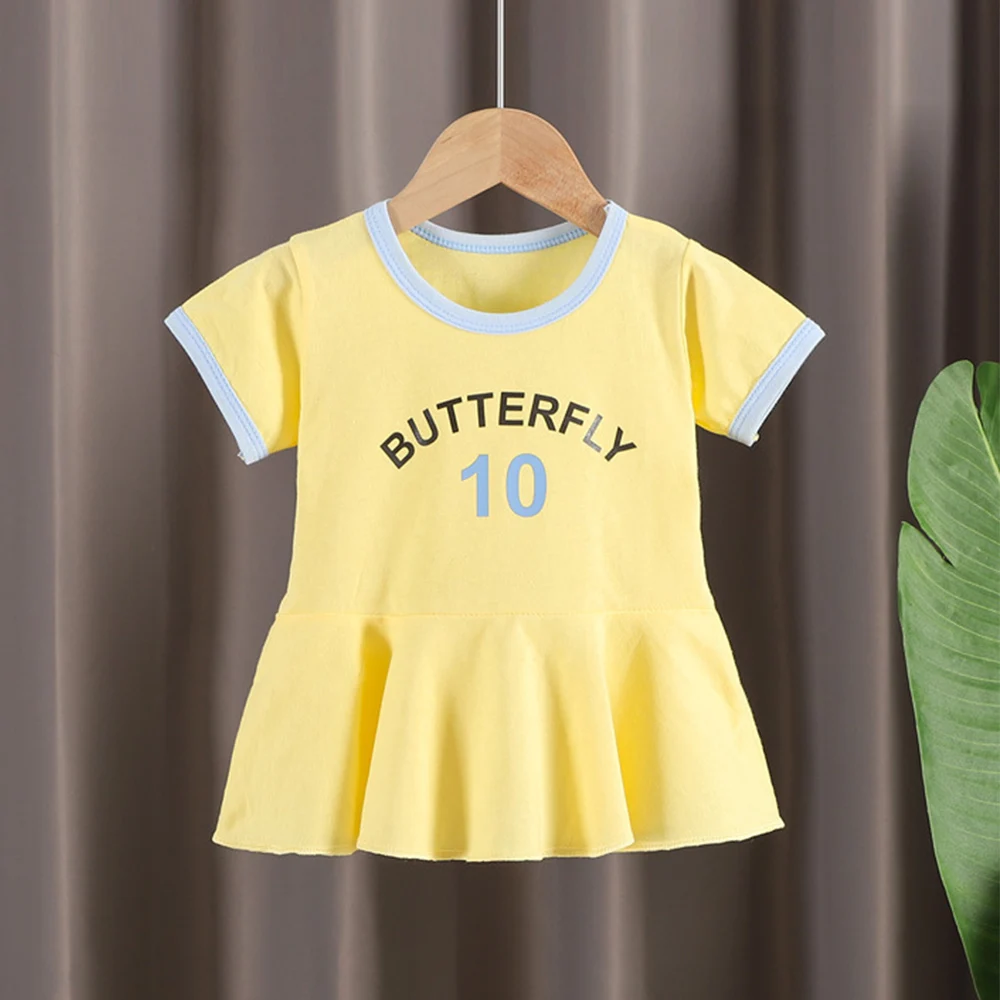 Летнее платье для девочек 2021 с буквенным принтом хлопковые костюмы принцессы на