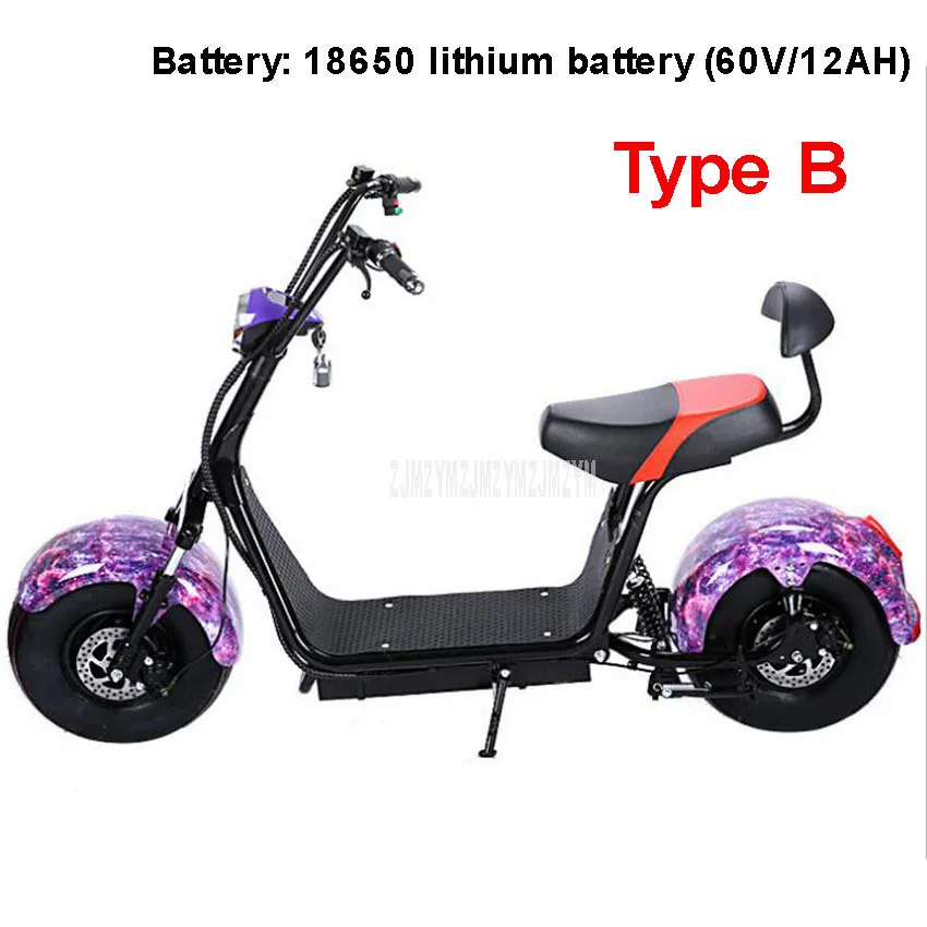 B lithium battery Большой 2-колесный скутер с новых электрических транспортных средств, для взрослых, для езды на велосипеде Электрический Уход за кожей лица маска Велосипедный спорт Мотоцикл Скутер самокат с сиденьем пройденное расстояние в милях 40 км 1000W A/B Тип - Цвет: B lithium battery