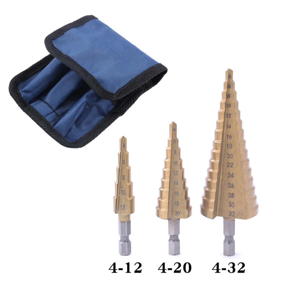 

1pc High-Speed Steel HSS Titanium Step Dril Big Taper Titanium-Plated Metal Drill Cutting Tool Puncher Cone Drill Power Tools