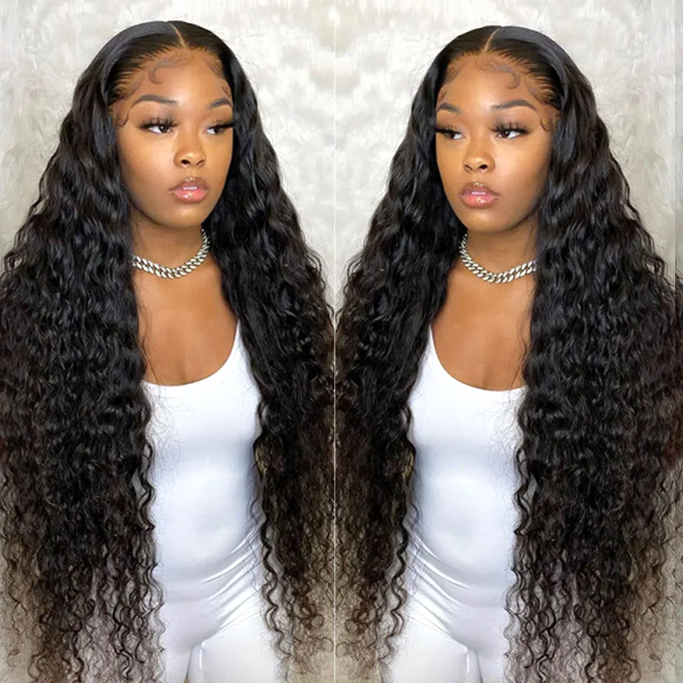 

250% Long Deep Curly Lace Front Wig Human Hair Wigs For Black Women Deep Wave Prelucked Hairline 4x4 Glueless Lace Closure Wig