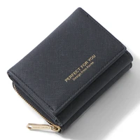 trifold women wallet slim matte leather card holder coin pocket designer female small wallets purse portfel carteras new