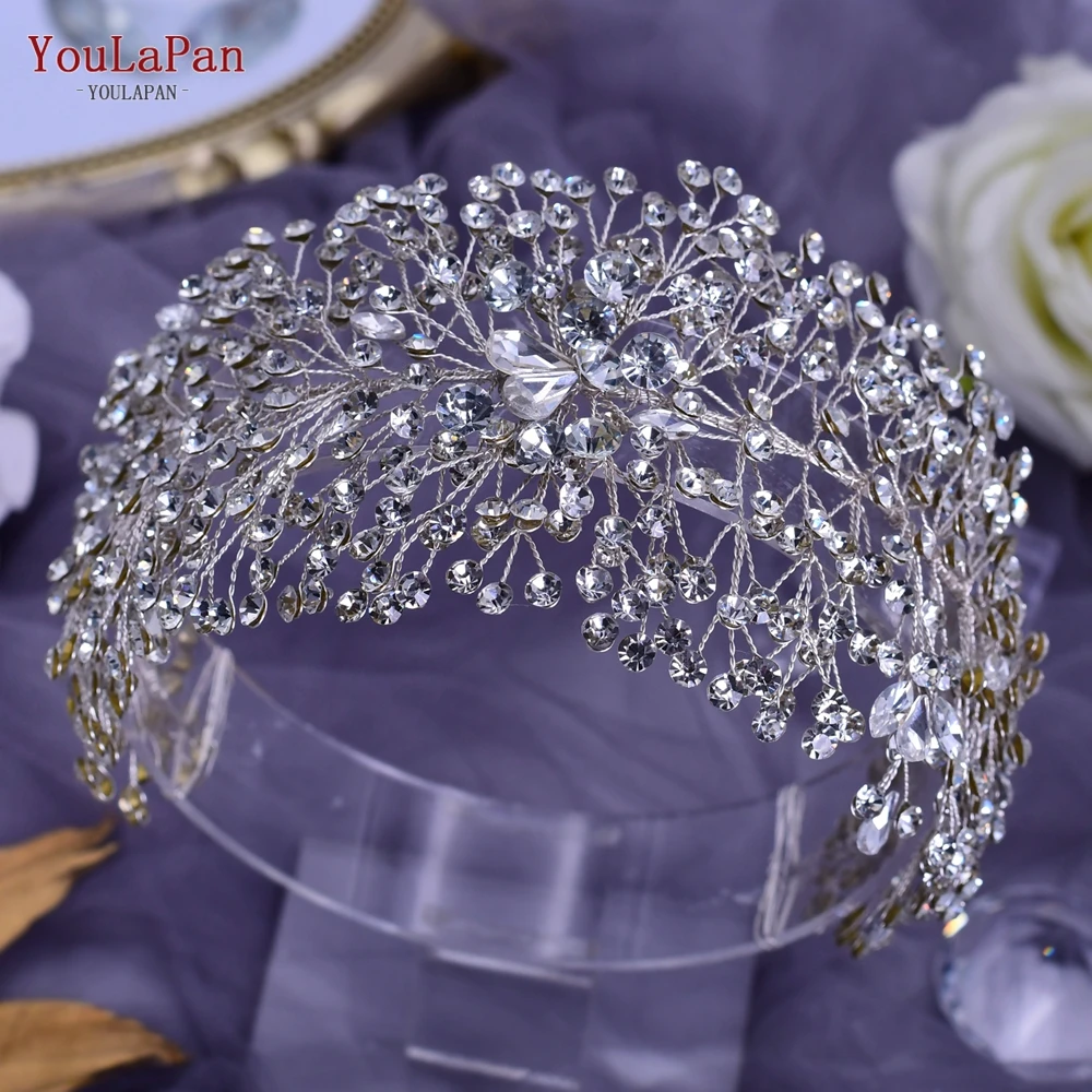 

YouLaPan HP415 Rhinestone Bridal Headband Woman Tiara and Crown Wedding Hair Accessories Bride Headdress Banquet Headwear