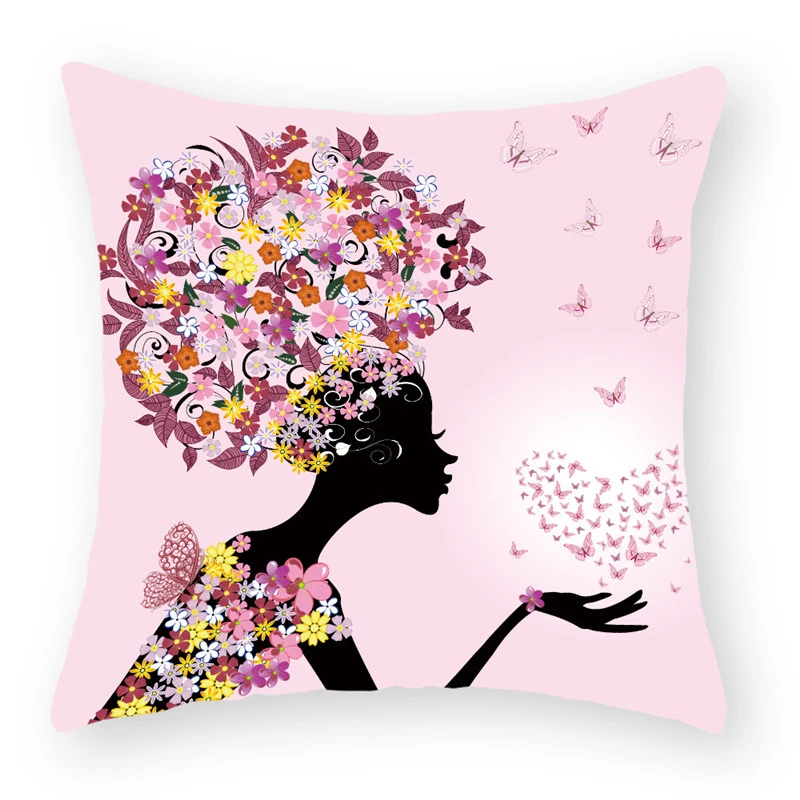 

Cartoon Floral Flower Decorative Cushions Pillowcase Polyester Cushion Cover Throw Pillow Sofa Decoration Pillowcover 40838