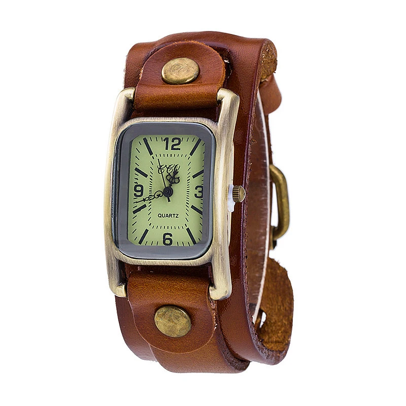 

Jessingshow Ladies Designer Vintage Leather Women Bracelet Watches Brown Retro Quartz Woman Clock Fashion Female Wristwatches