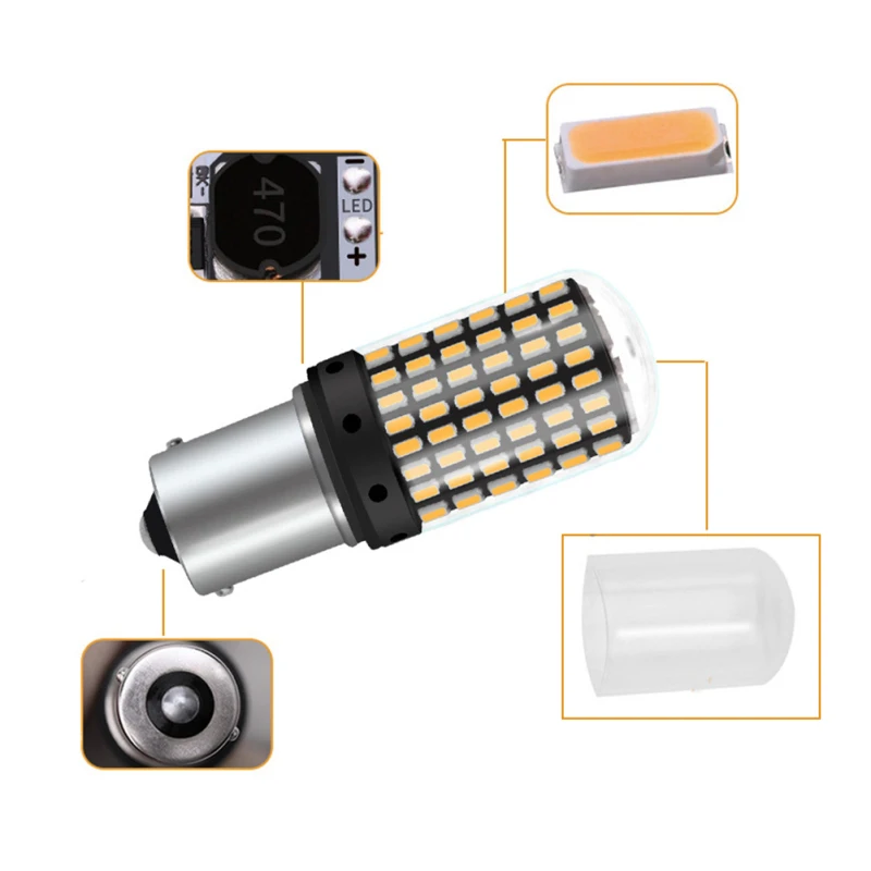 

1x 3014 144smd CanBus 1156 BA15S P21W LED BAY15D BAU15S PY21W LED Light T20 7440 W21W W21/5W Led Bulbs Car Turn Signal Light