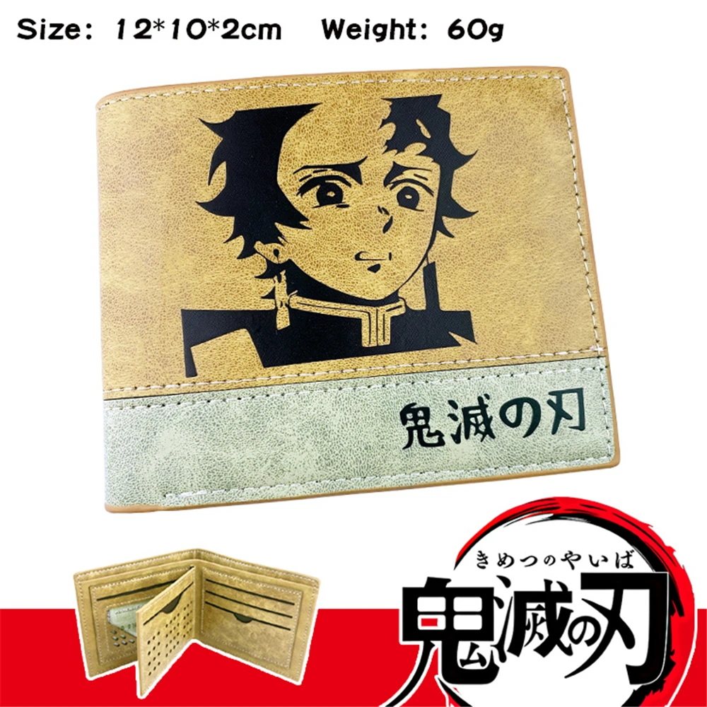 

New PU Wallet Anime Demon Slayer Casual Teenager Men's Bifold Leather Short Photo Credit Note Cards Holder Purses Hot