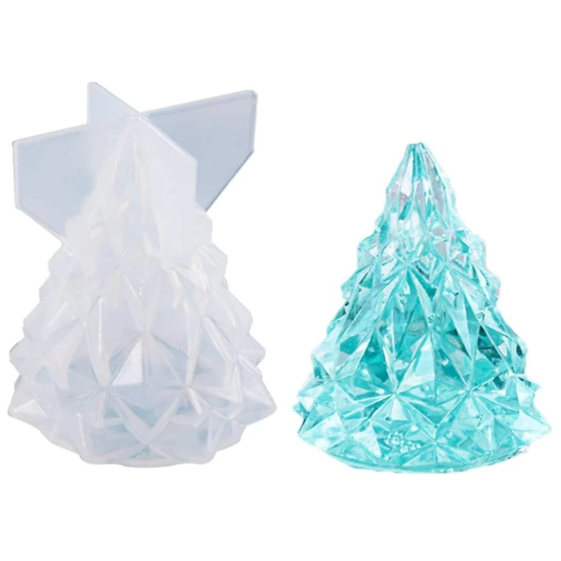 

3D Christmas Tree Silicone Resin Mold and LED Base Light for Christmas Tree DIY Craft Making Decoration