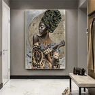 Африканская черная Женская картина маслом на холсте плакаты и принты абстрактная картина на стену для девушек Ретро картины для гостиной домашний декор
