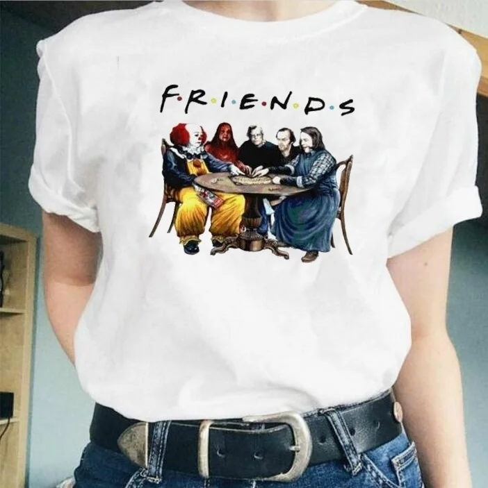 Kuakuayu HJN Best Stephen King Horror characts Friends футболка с героями ужасов модная Хэллоуин рубашка Лоферы Клубная винтажная рубашка