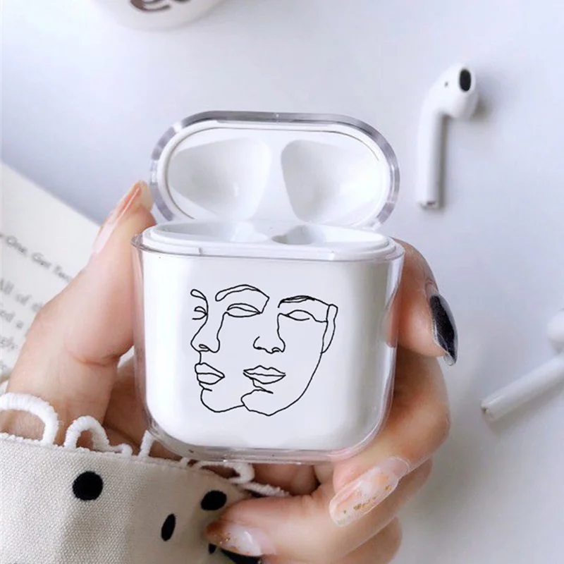 

Clear Soft Case For Apple Airpods 2 Case Abstract Simple Line Silicone Cases For Apple AirPods Pro 3 Girls Case Earphone Cover