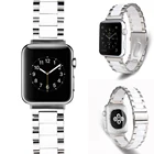 Ремешок из нержавеющей стали и керамики для Apple Watch, металлический браслет для часов, совместим с моделей 7SE654321, 4145 мм 44403842 мм
