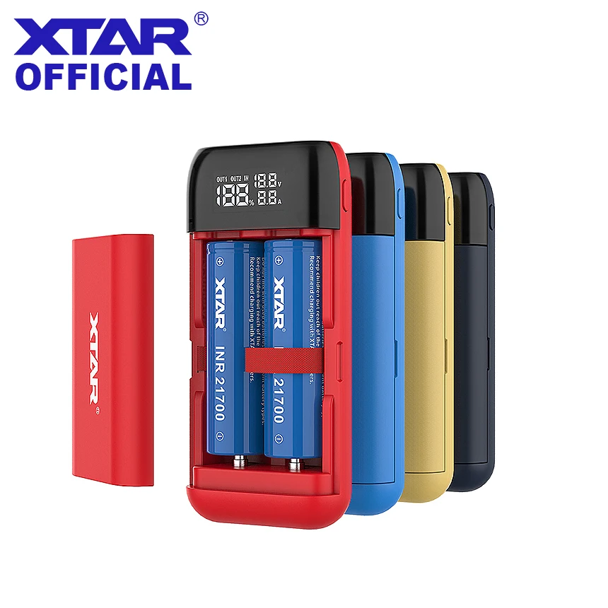 

XTAR PB2S 21700 Battery Charger 18650 Power Bank QC3.0 Fast Charging Type-C INPUT USB Charger 20700 18700 Battery Charger 18650