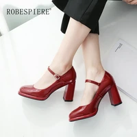 robespiere autumn women mary janes shoes classics buckle strap shallow mouth pumps women new party wedding large size shoes a44