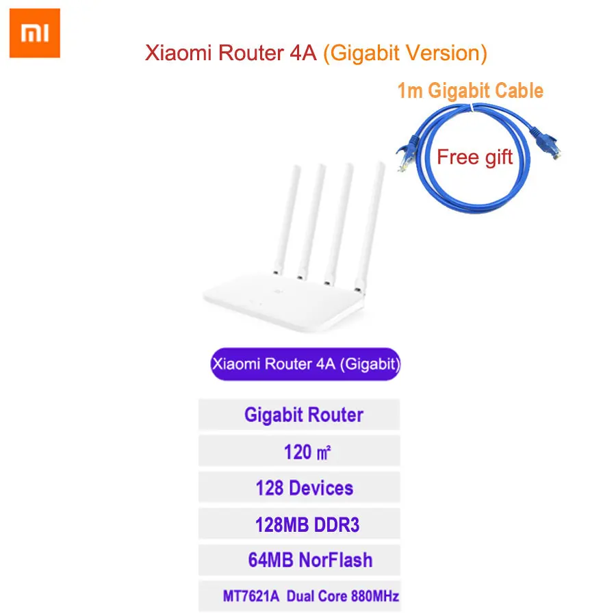 Router 4A Gigabit Xiao mi маршрутизатор 4A WiFi маршрутизатор Gigabit Edition mi двухдиапазонный 2,4 ГГц 5 ГГц двухдиапазонный с высоким коэффициентом усиления 4 антенны приложение для дома и офиса cv6 802.11ac - Цвет: Router 4A Gigabit