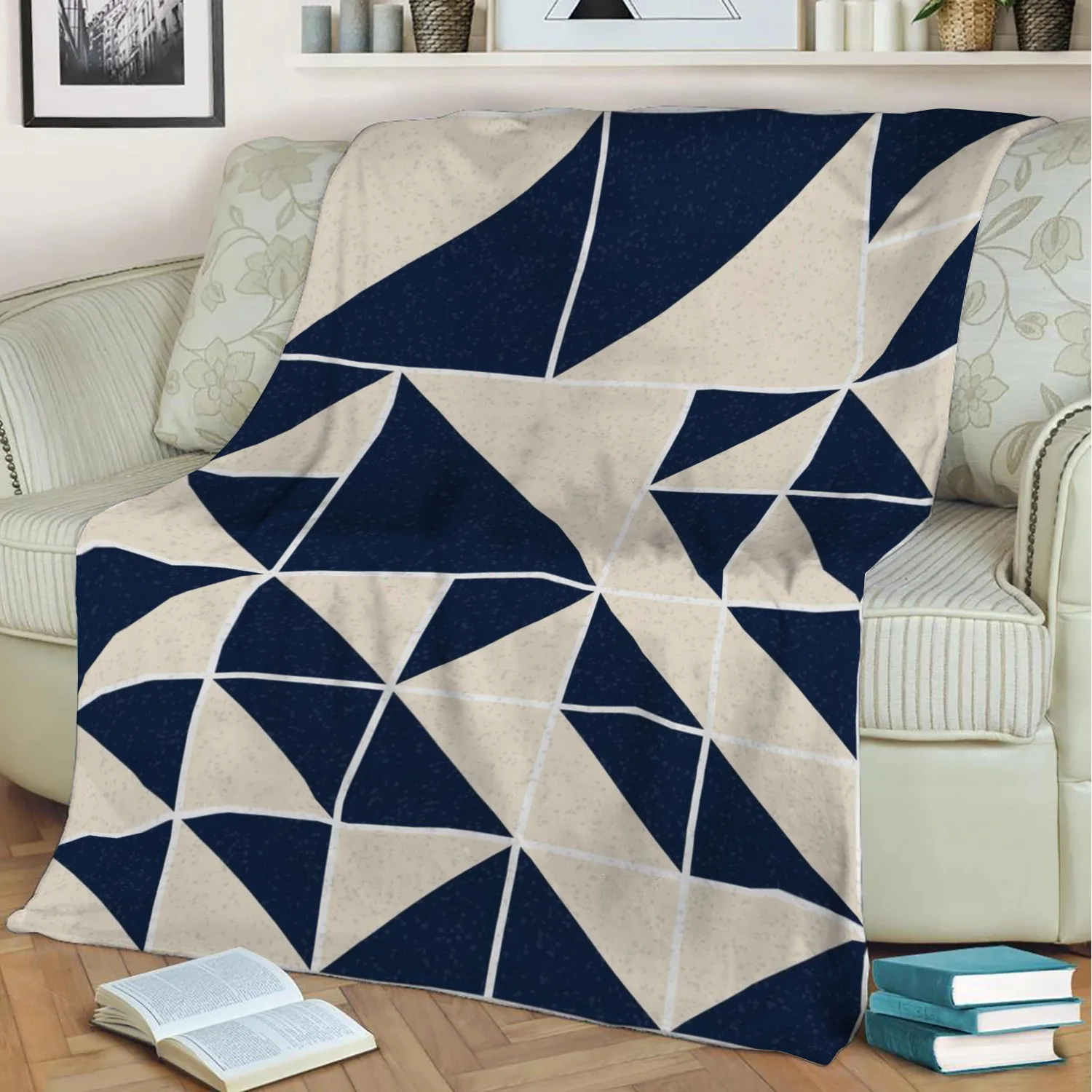 

Manta de felpa de terciopelo con estampado 3D, manta de lana con patrón geométrico abstracto, colcha de Sherpa, decoración del h