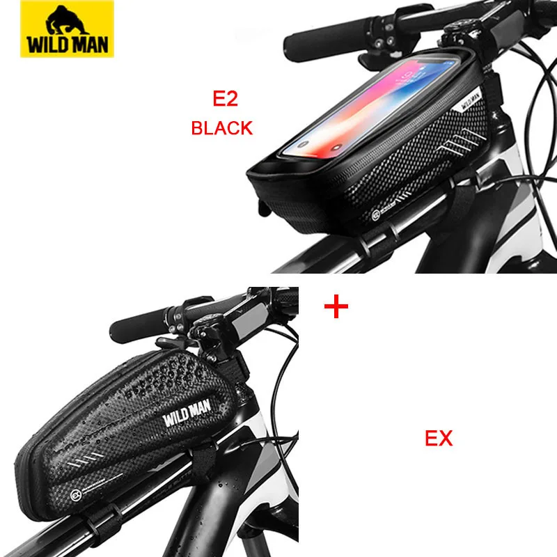 E2black EX Дикий человек руль для шоссейного велосипеда, руль для сумка непромокаемая велосипедная Передняя Топ труба сумка MTB ремонт инструмента сумка под седло велосипеда Sacoche Velo - Цвет: E2black EX