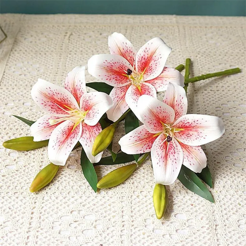 Одна искусственная короткая Лилия длиной 14 57 дюйма имитация 3D печати Lilium для