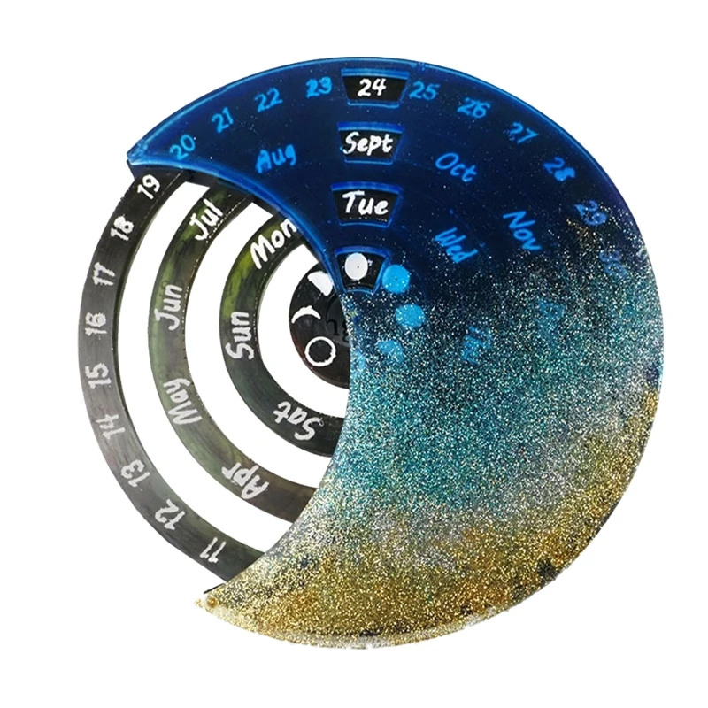

Rotatable Moon Phase Perpetual Calendar Silicone Mold for Resin Casting DIY Wall Hanging Calendar Epoxy Mould Decoration