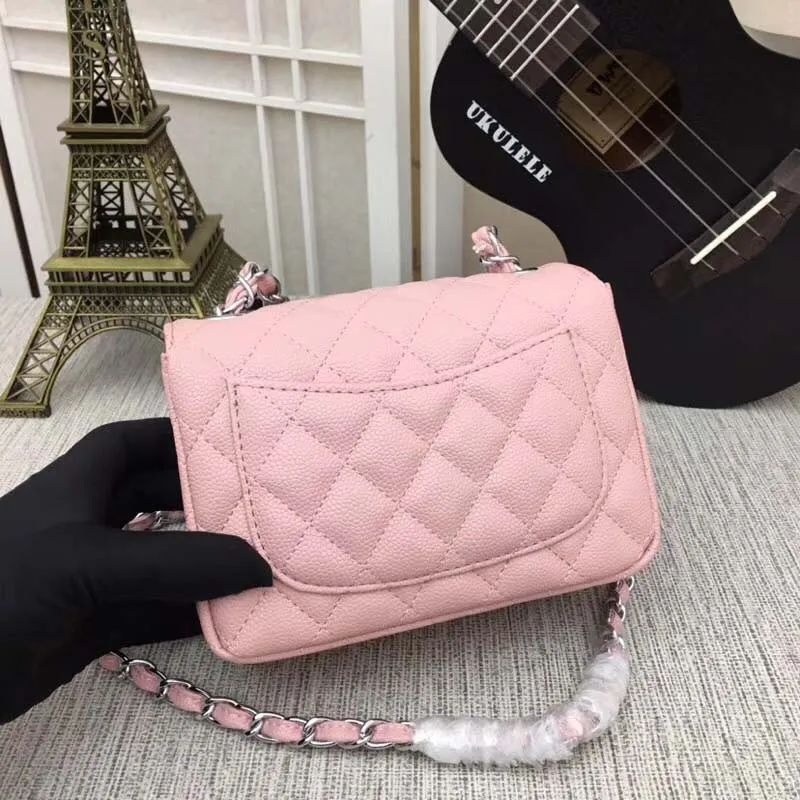Pink silver chain Новая роскошная женская сумка Классическая Ограниченная серия Высококачественная модная сумка на плечо - Цвет: Pink silver chain