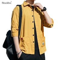 mens short sleeved shirts 2021 autumn new half sleeved casual shirts mens cotton fashion tops five point sleeve jacket 18 35y