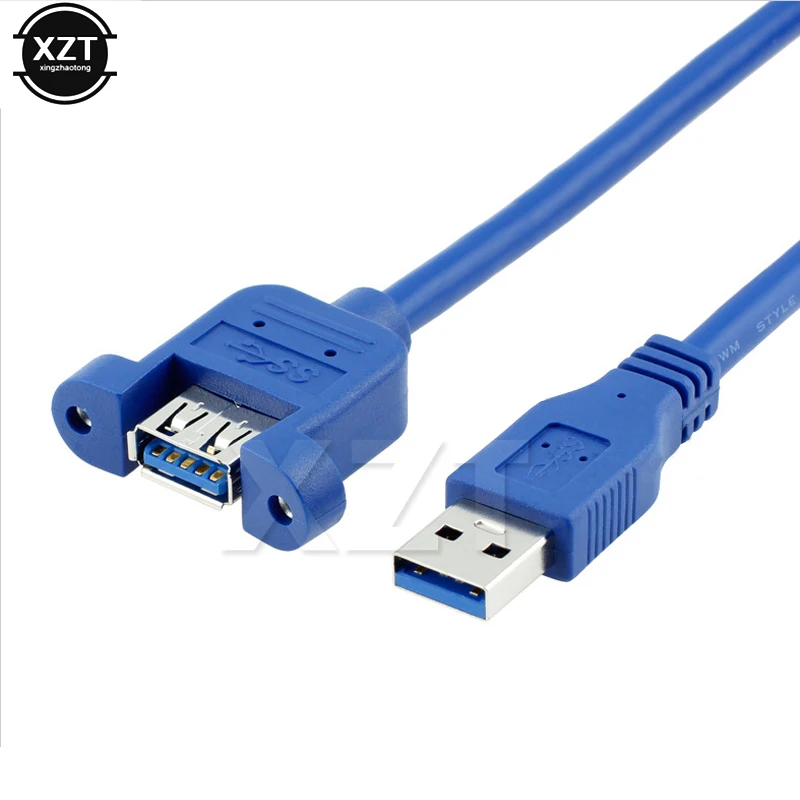 

USB3.0 Extension Cable USB 3.0 Cable Male to Female Extender Data Sync no Screw Panel Mount Connector for PC Printer Hard Disk