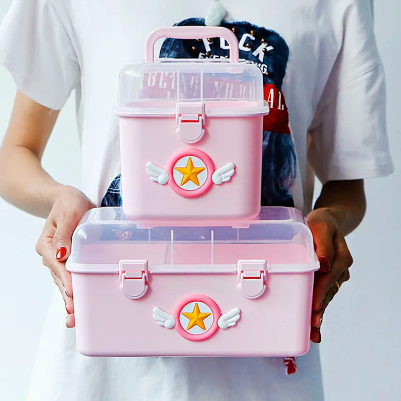 

Cute Home Children Multi-layer First Aid Kit Cartoon Fresh Plastic Beauty Nail Tool Storage Box 2021 drawer organizer