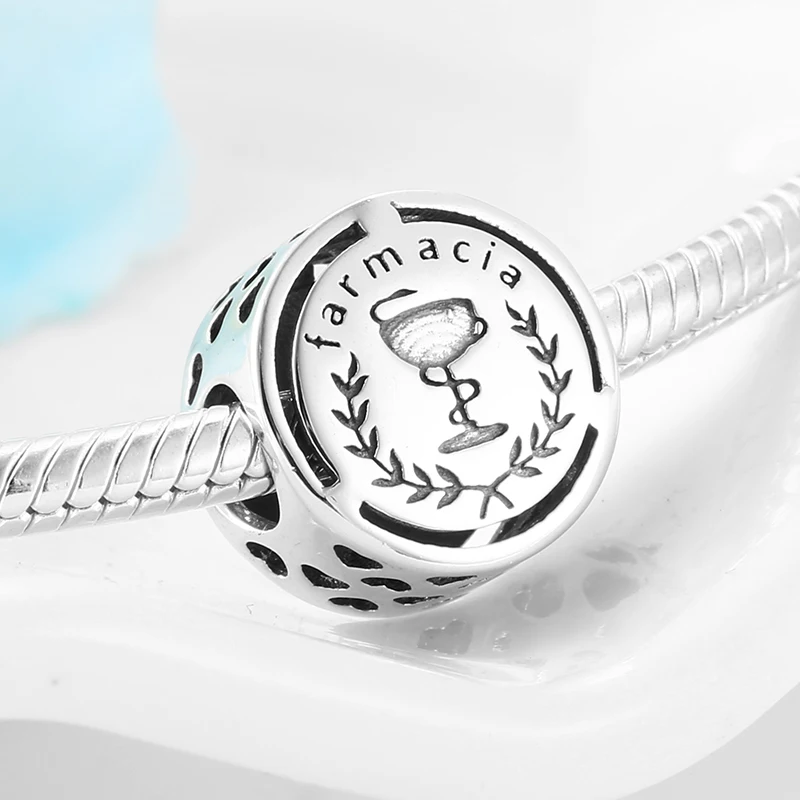 925 пробы Серебряный символ Doze Sinal de carreira бусы подходят к оригиналу Pandora браслет ожерелье Изготовление ювелирных изделий - Цвет: Farmcia