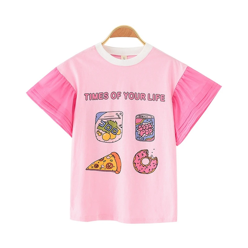 Футболка для девочек Мультяшные футболки топы Bttoming летние детские блузки милое