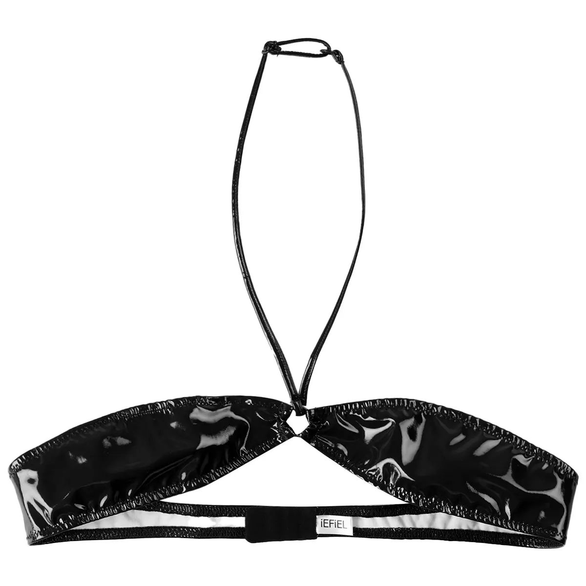 Кроп-топ женский из лакированной кожи пикантный Бюстгальтер-бандо без бретелек с