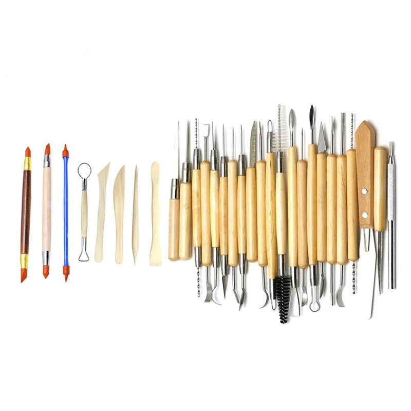 

30 Pcs Sets Multiple Specifications Pottery Pottery Clay Tools Wood Carving Knives Molds Art Supplies Pottery & Ceramics Tools