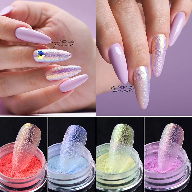 Блестящие блестящие пузырьки для ногтей Ice Aurora золотистого и серебристого