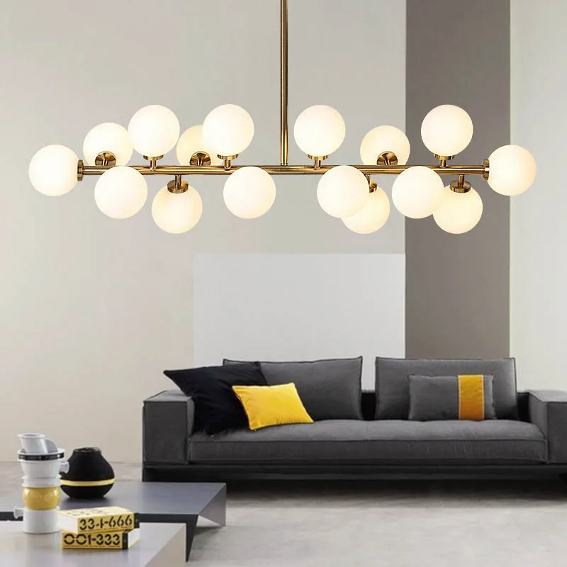 

SGROW Indoor Lighting Fixtures Art Hanging Led Lamps for Bedroom Living Room Metal Body Lights 16 Glass Balls Lamp Chandeliers