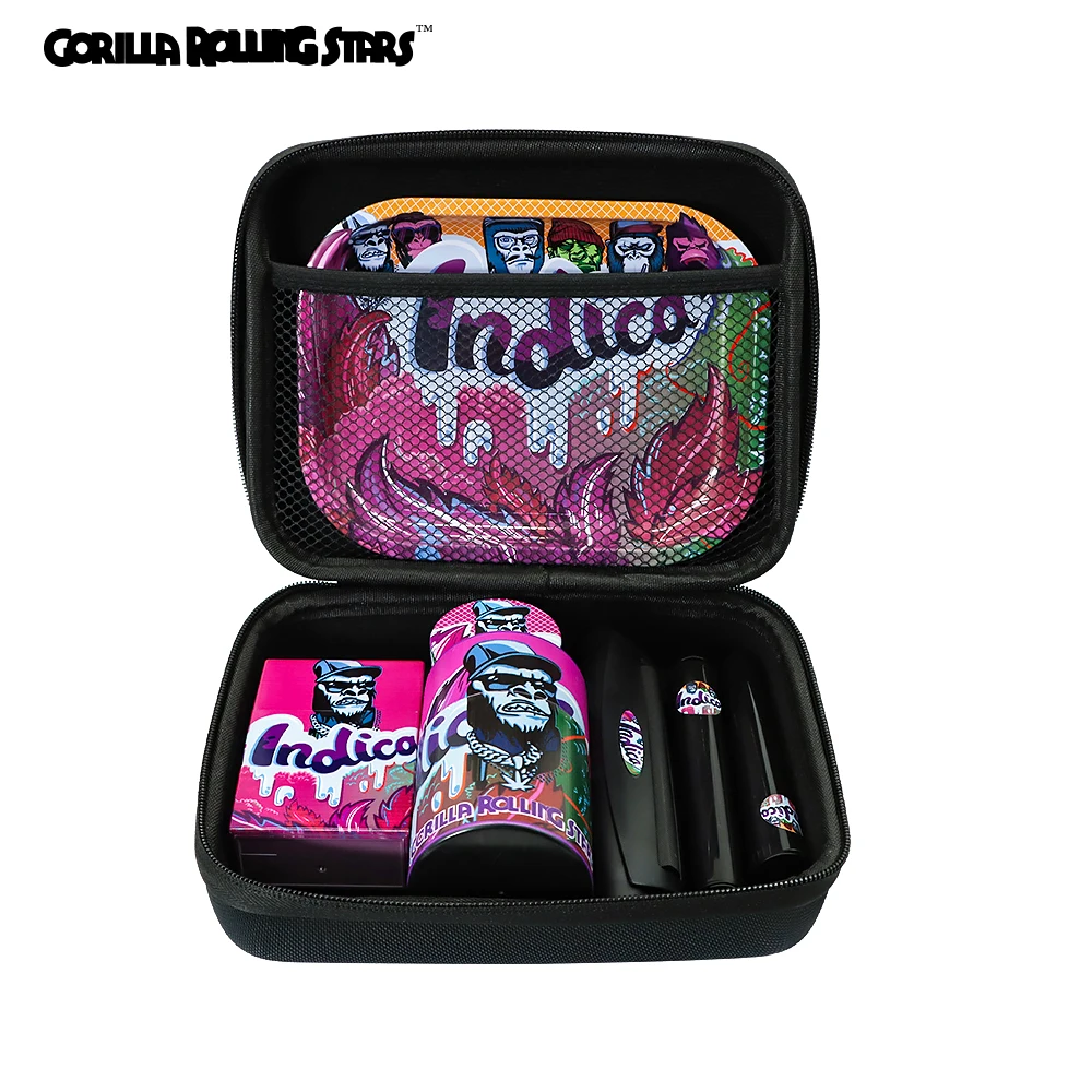 Gorilla Tobacco Kit Metal Grinder Plastic Airtight Herb Container Rolling Tray With Bag Machine Set | Дом и сад