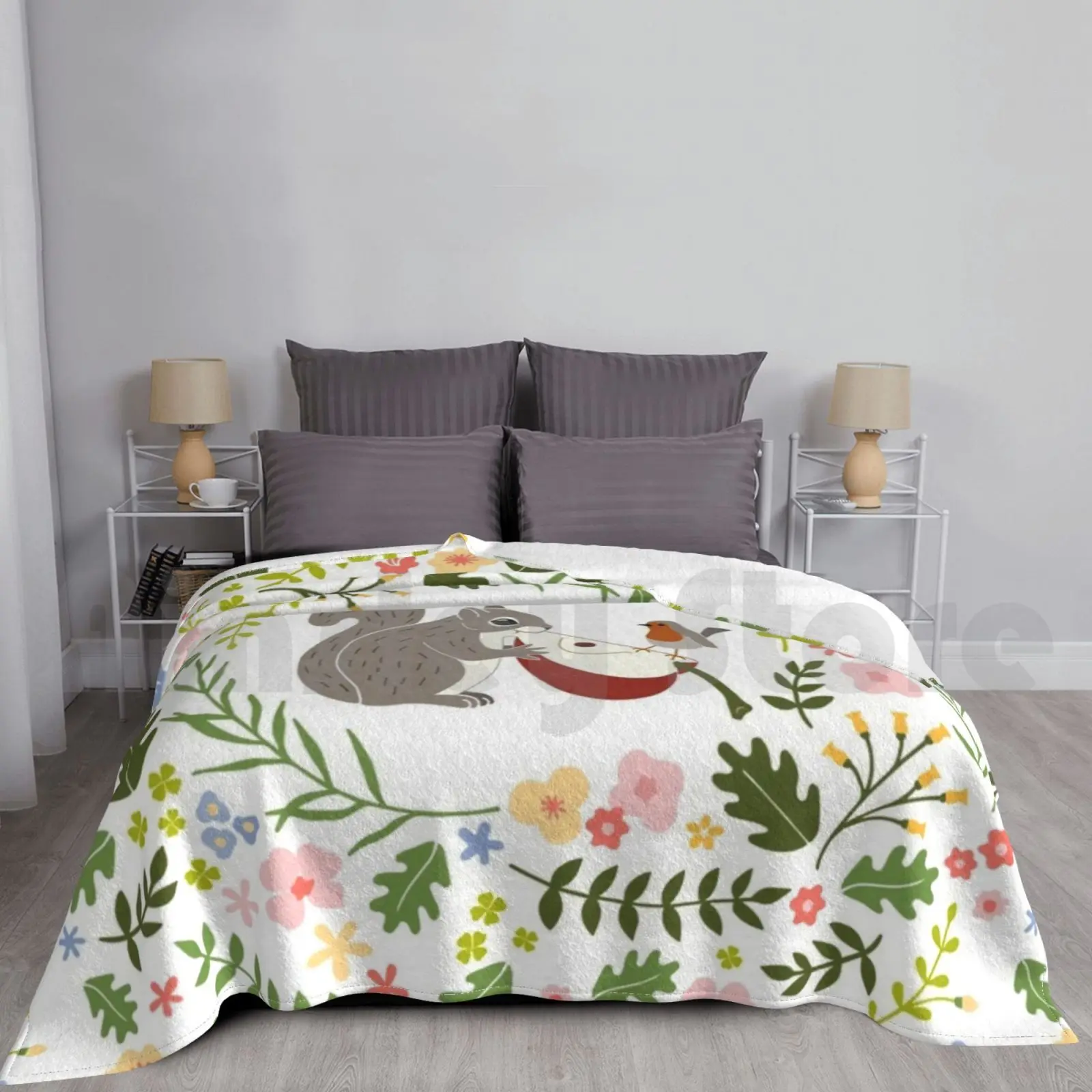 Белка-робина дружбы _ Одеяло Bgwhite Модное на заказ Дружба Дикая природа Белка