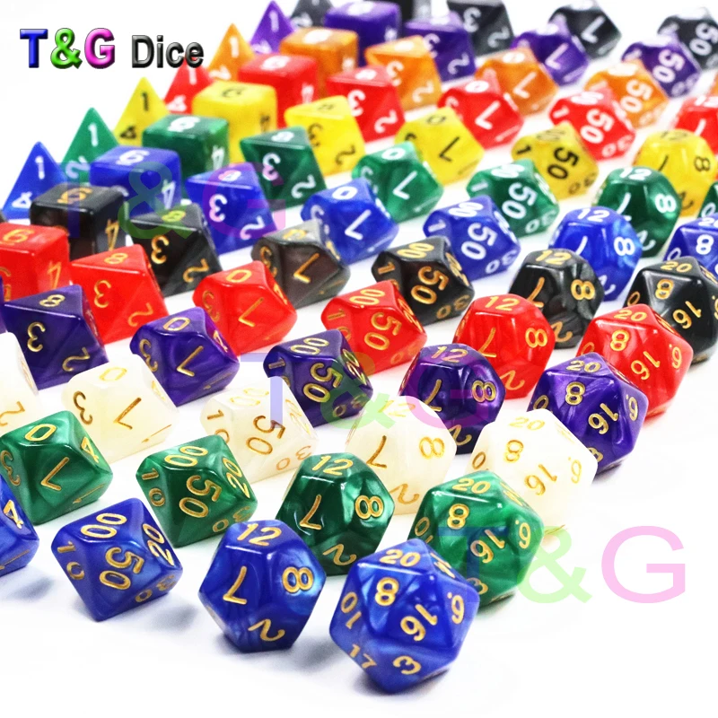 Топ 7 шт./лот Набор кубиков Высокое качество мульти сторонние кости с мраморным