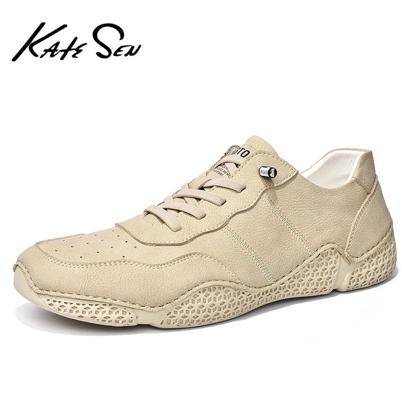 KATESEN 2020 New Men Leather Shoes Fashion Hot Designer Handmade Cow Loafers Casual Slip on Soft Driving Big Size | Обувь