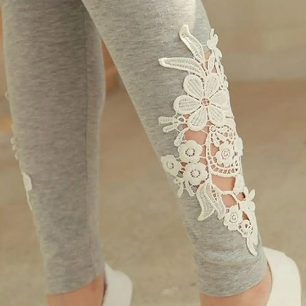 

Hollow Out Cotton Legging Lace Diamond Print Flower Leggins Mid Waist Pant Summer Pants Women Knitted Fitness Legging